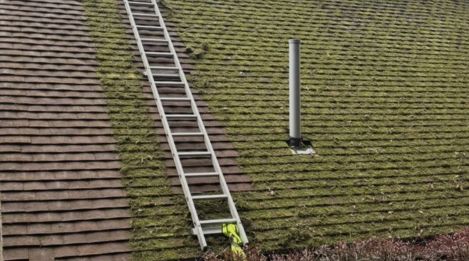 Clean roof around a flue after cleaning